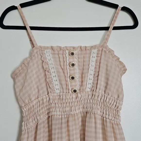 Liz Lisa Gyaru Gingham Maxi Dress with Lace And Buttons Baby Pink - Picture 10 of 13